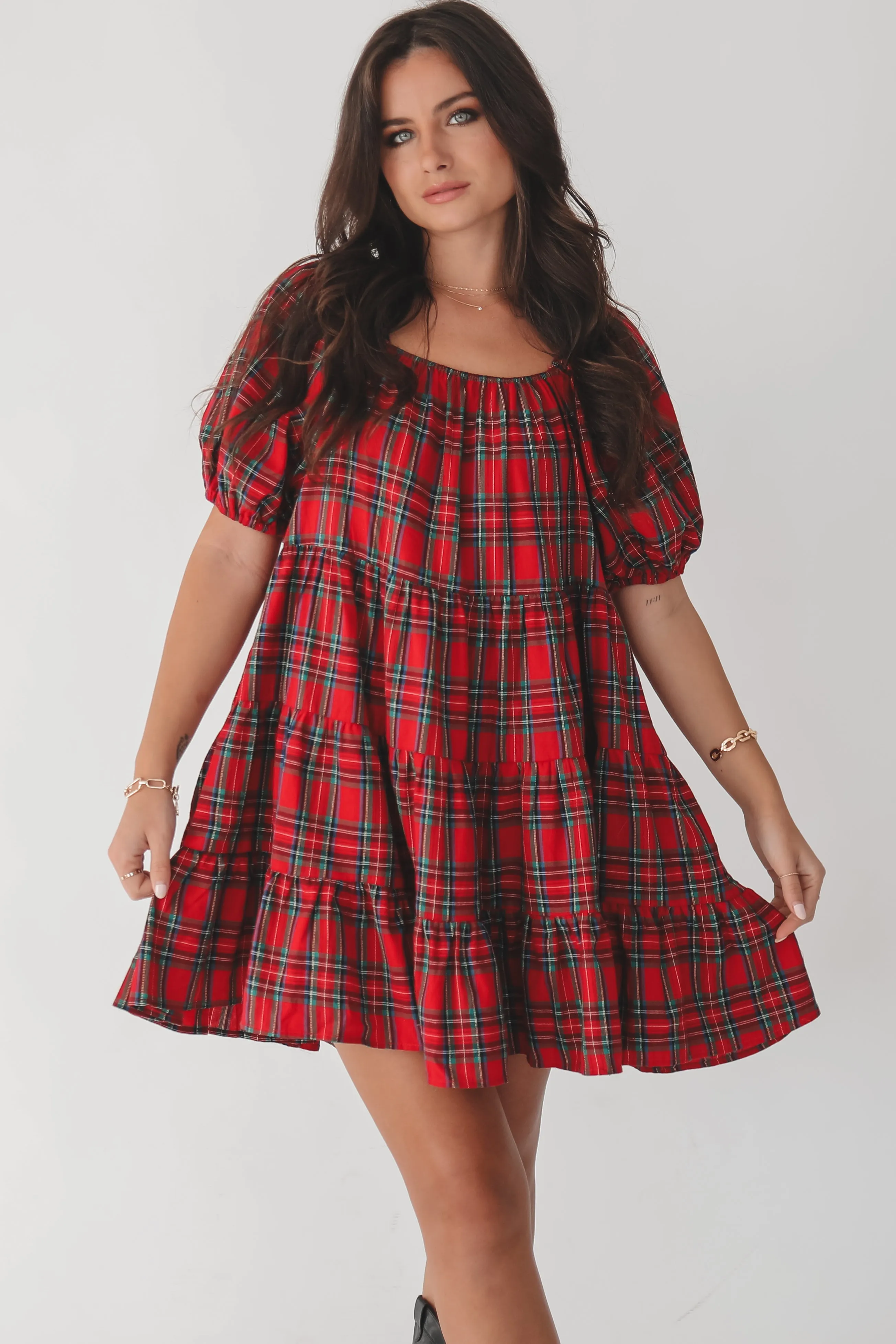 DEAL Along Came This Dress Plaid Babydoll Dress