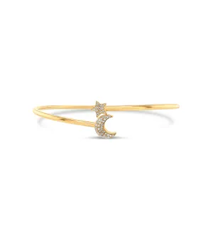 Diamond Star & Moon Flexible Bangle