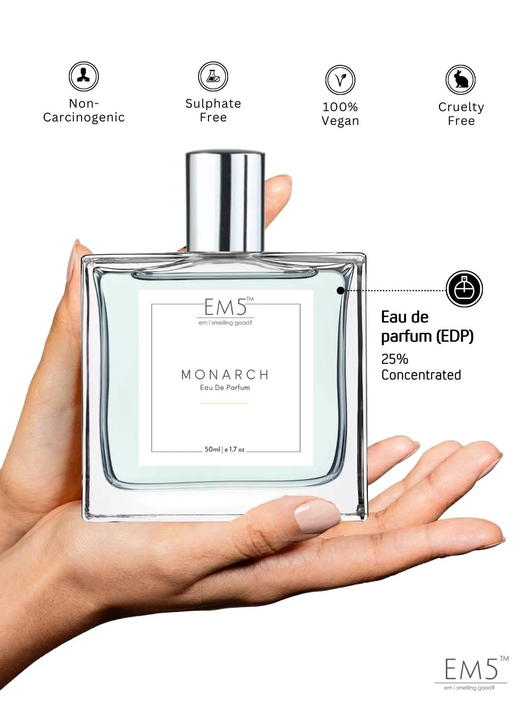 EM5™ Monarch Perfume for Men | Eau De Parfum Spray | Amber Spicy Whisky Fragrance Accords | Luxury Gift for Him | Sizes Available: 50 ml / 15 ml