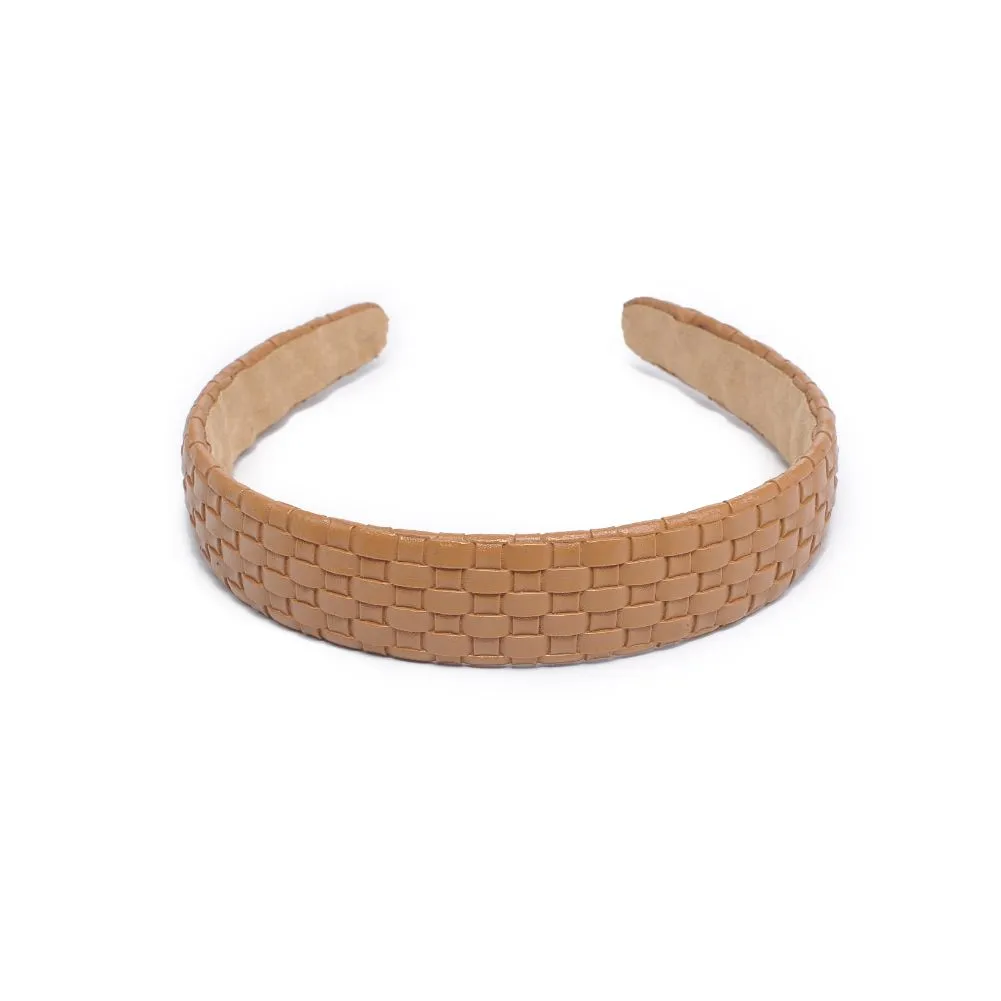 Embossed Woven Vegan Leather Headband Headband