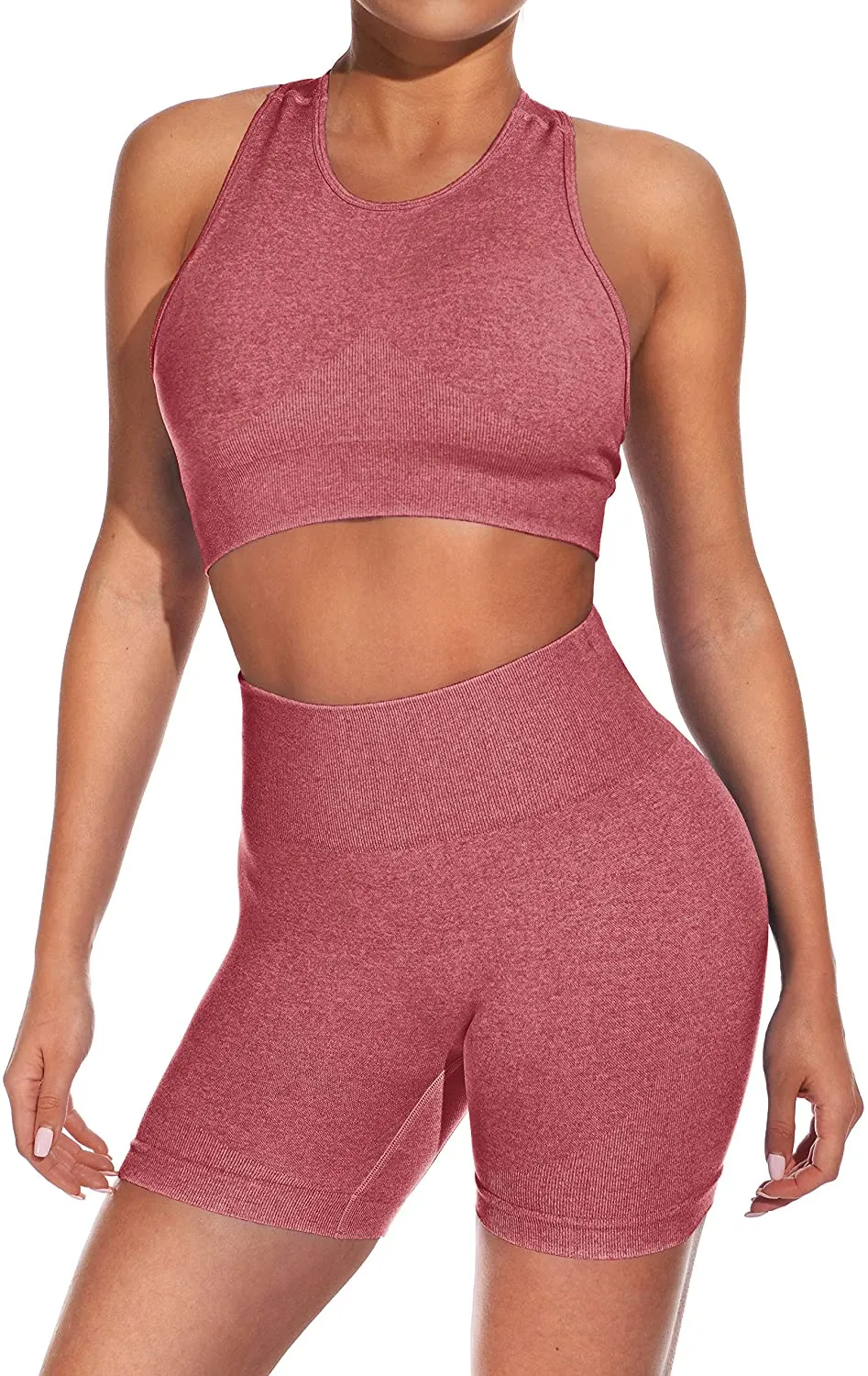 FAVALIVE Two Piece Outfits for Women Summer Bodycon Athletic Shorts Sets