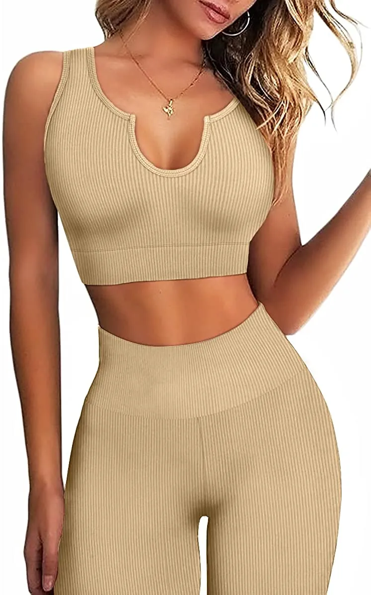 FAVALIVE Two Piece Outfits for Women Summer Bodycon Athletic Shorts Sets