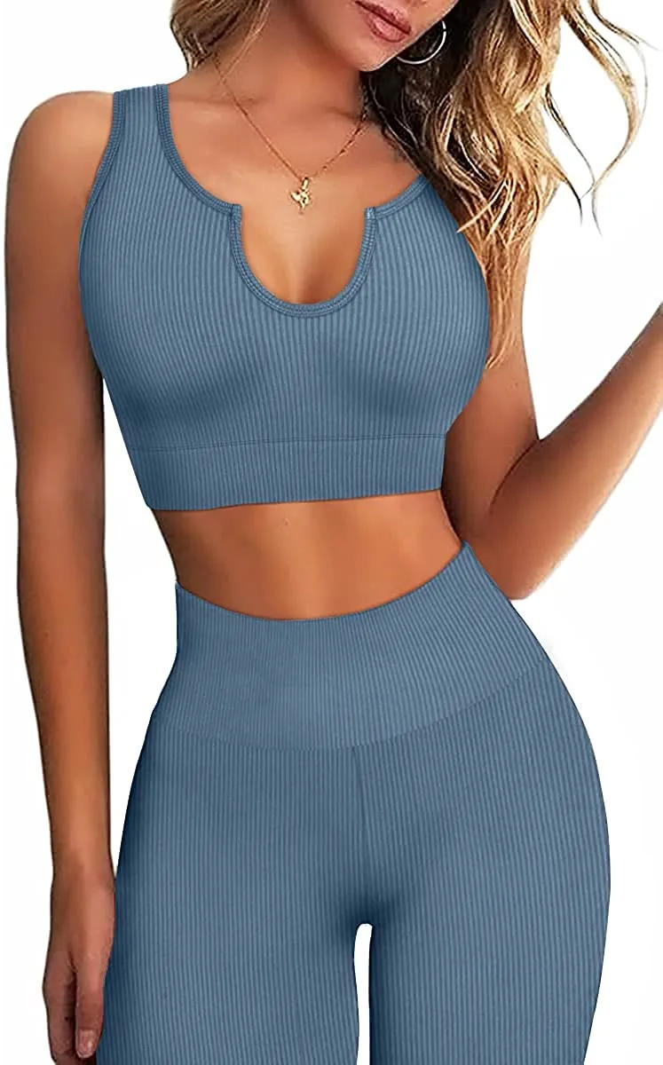FAVALIVE Two Piece Outfits for Women Summer Bodycon Athletic Shorts Sets