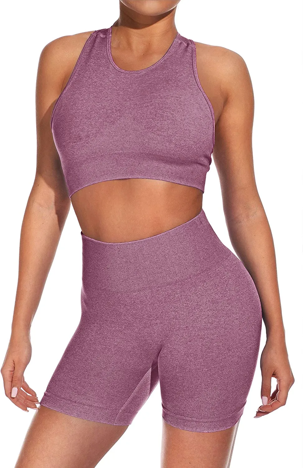 FAVALIVE Two Piece Outfits for Women Summer Bodycon Athletic Shorts Sets