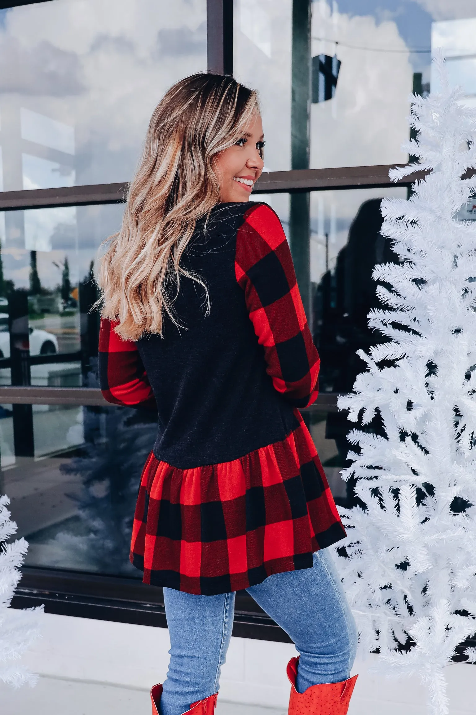 Flirty Buffalo Plaid Baby Doll Top