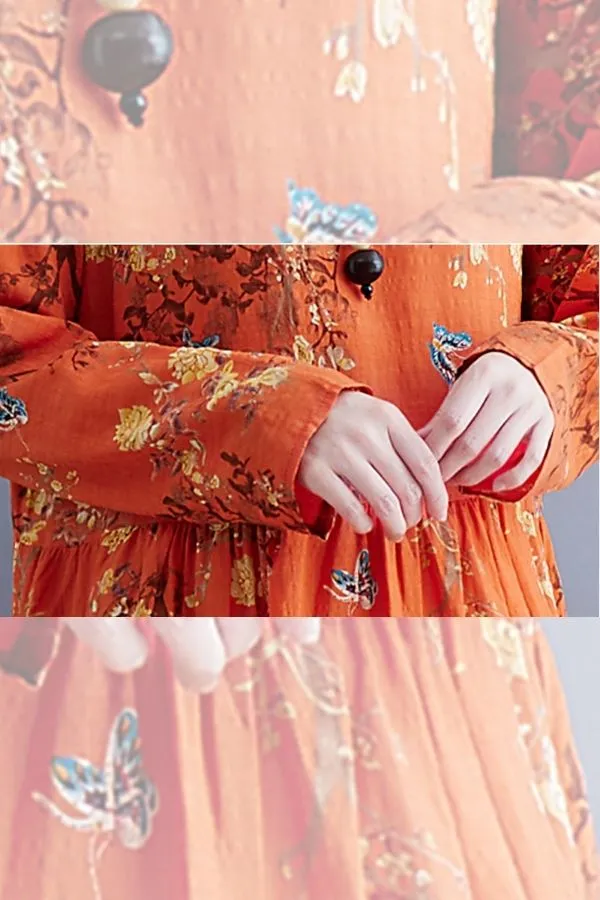 Floral Printing Cozy Maxi Dress