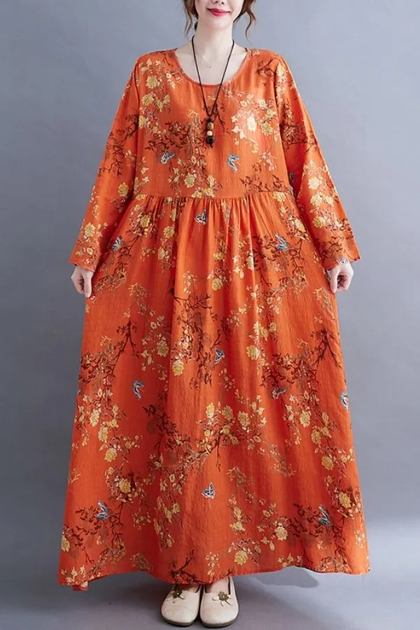 Floral Printing Cozy Maxi Dress