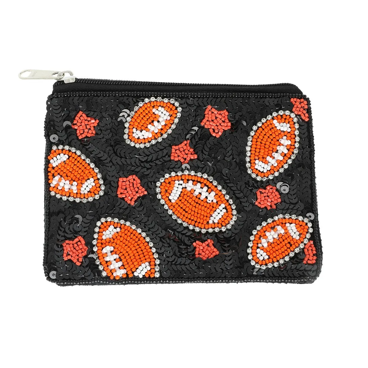 GAME DAY FOOTBALL BEAD EMBROIDERED COIN BAG