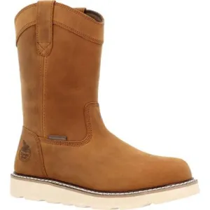 Georgia Men's Core 37 10" Soft Toe Waterproof Pull On Wedge Work Boot- Brown- GB00666