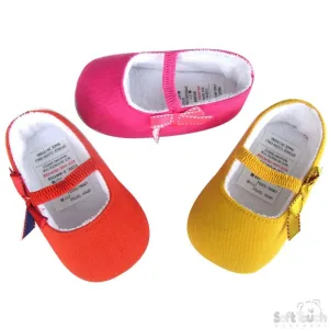 GIRLS COTTON SHOES W/ELASTIC LACE & BOW: B1324