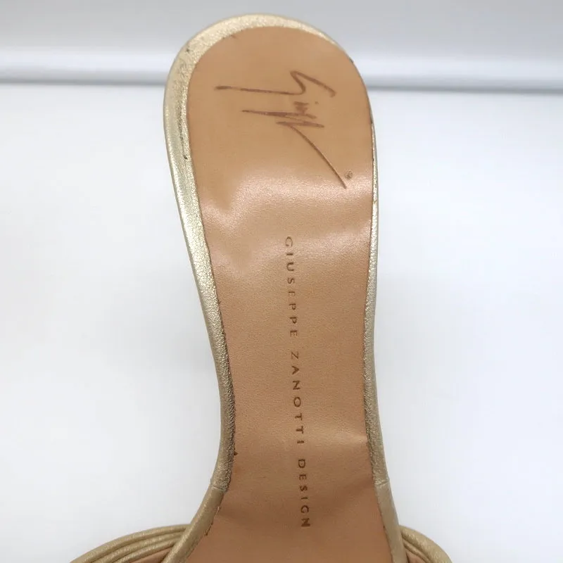 Giuseppe Zanotti Knotted Platform Mule Sandals Gold Metallic Leather Size 38.5