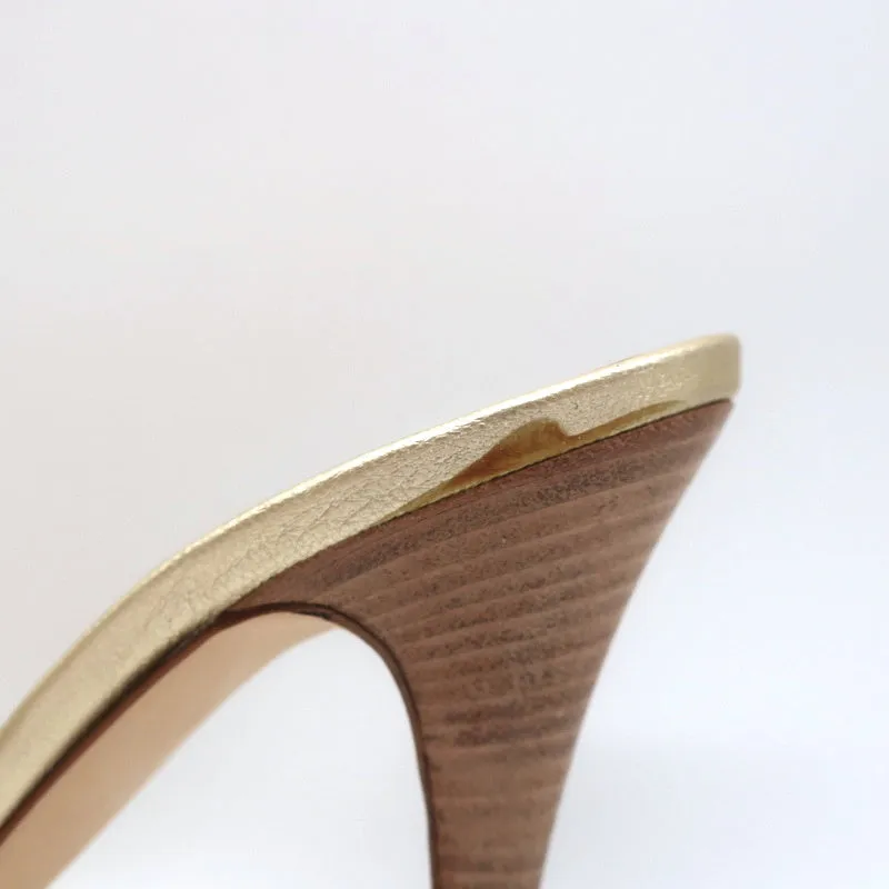 Giuseppe Zanotti Knotted Platform Mule Sandals Gold Metallic Leather Size 38.5