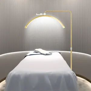 Gold LED Half Moon Shaped Lash Light with Floor Tripod