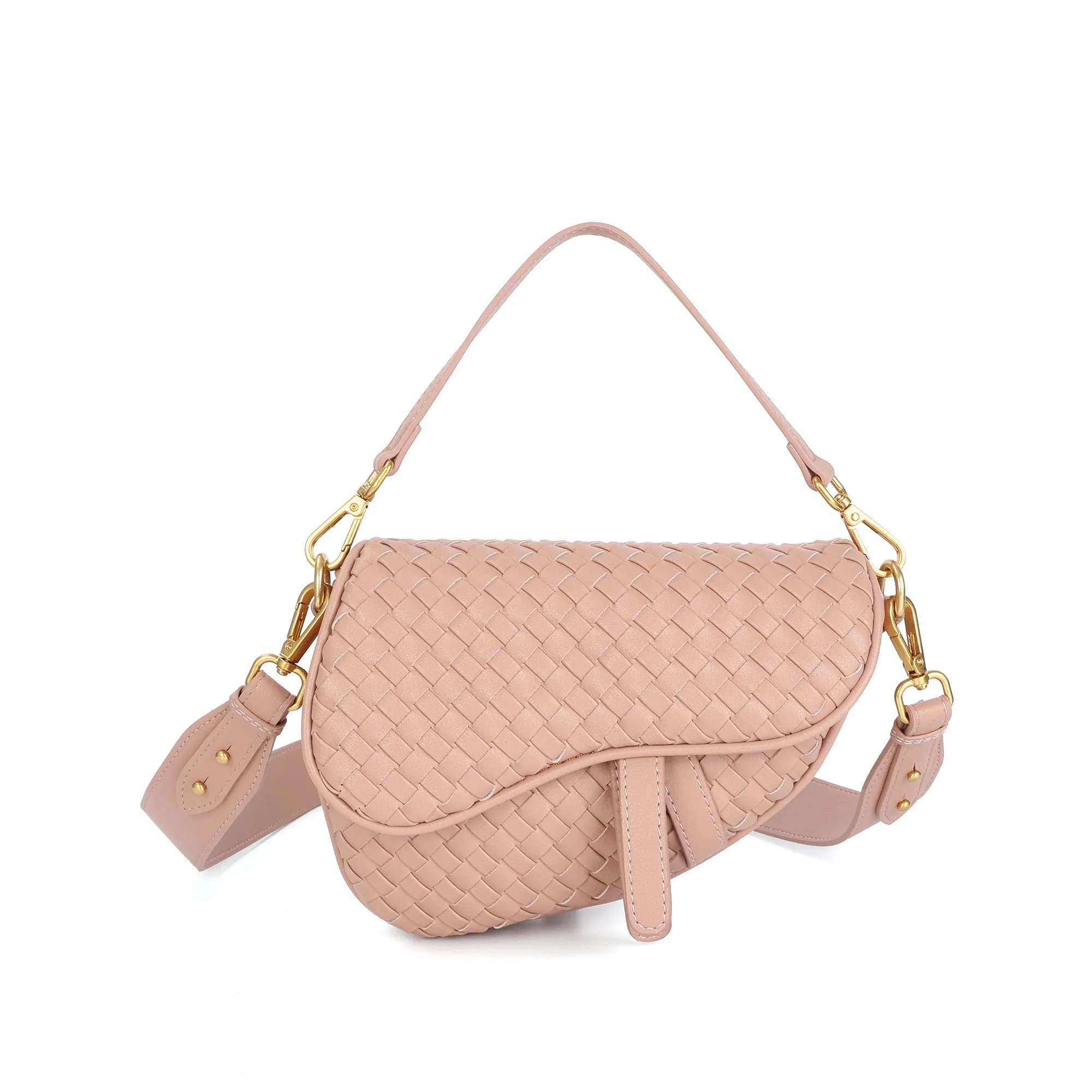 Hand-Woven Leather Saddle Bag