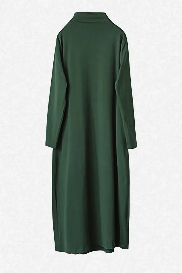High Collar Solid Color Maxi Dress