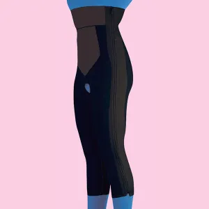 High Waist Compression Girdle Below Knee - Contact Closure with Zipper, Black (#2071)