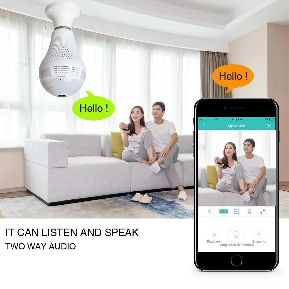 Home Security Wireless Surveillance Camera Light Bulb
