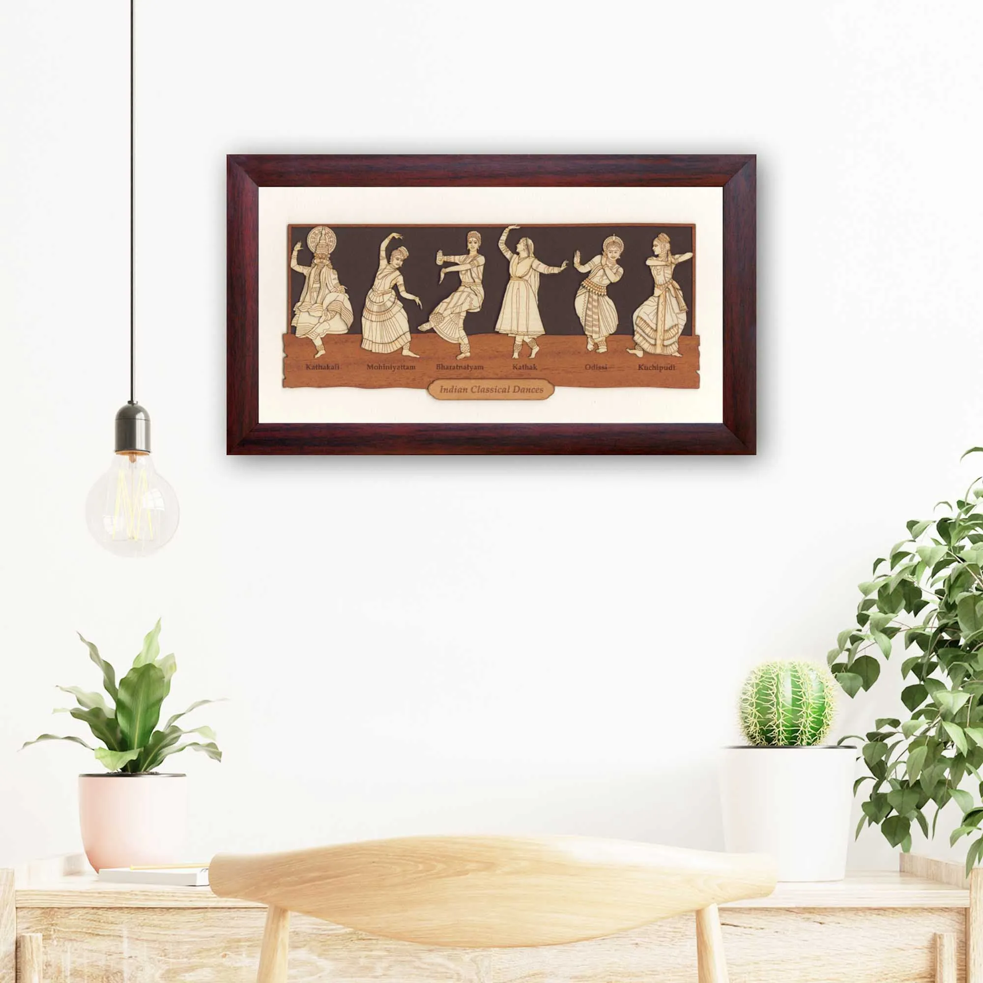 Indian Classical Dance Wood Carving Wall Art, Wood Carving Frame, 3D Wall Art