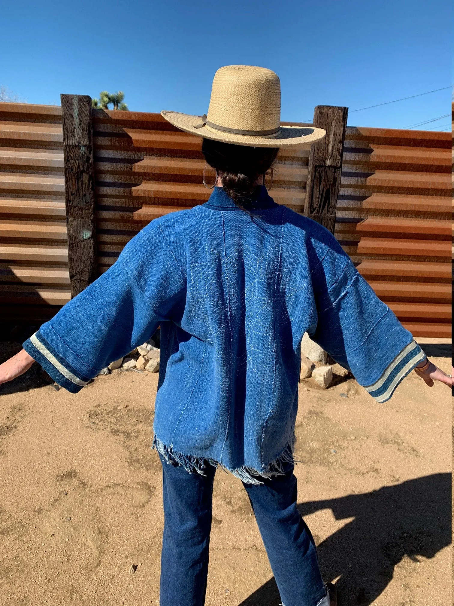 Indigo Sashiko Stitch Jacket
