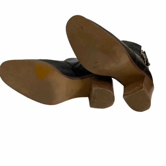 J. CREW Black Leather Ankle Buckle Dean Booties 8