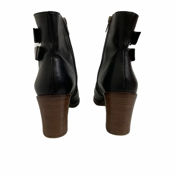J. CREW Black Leather Ankle Buckle Dean Booties 8