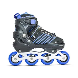 Kamachi K-1006 Adjustable Aluminium Body Inline Skates (Blue, Large)
