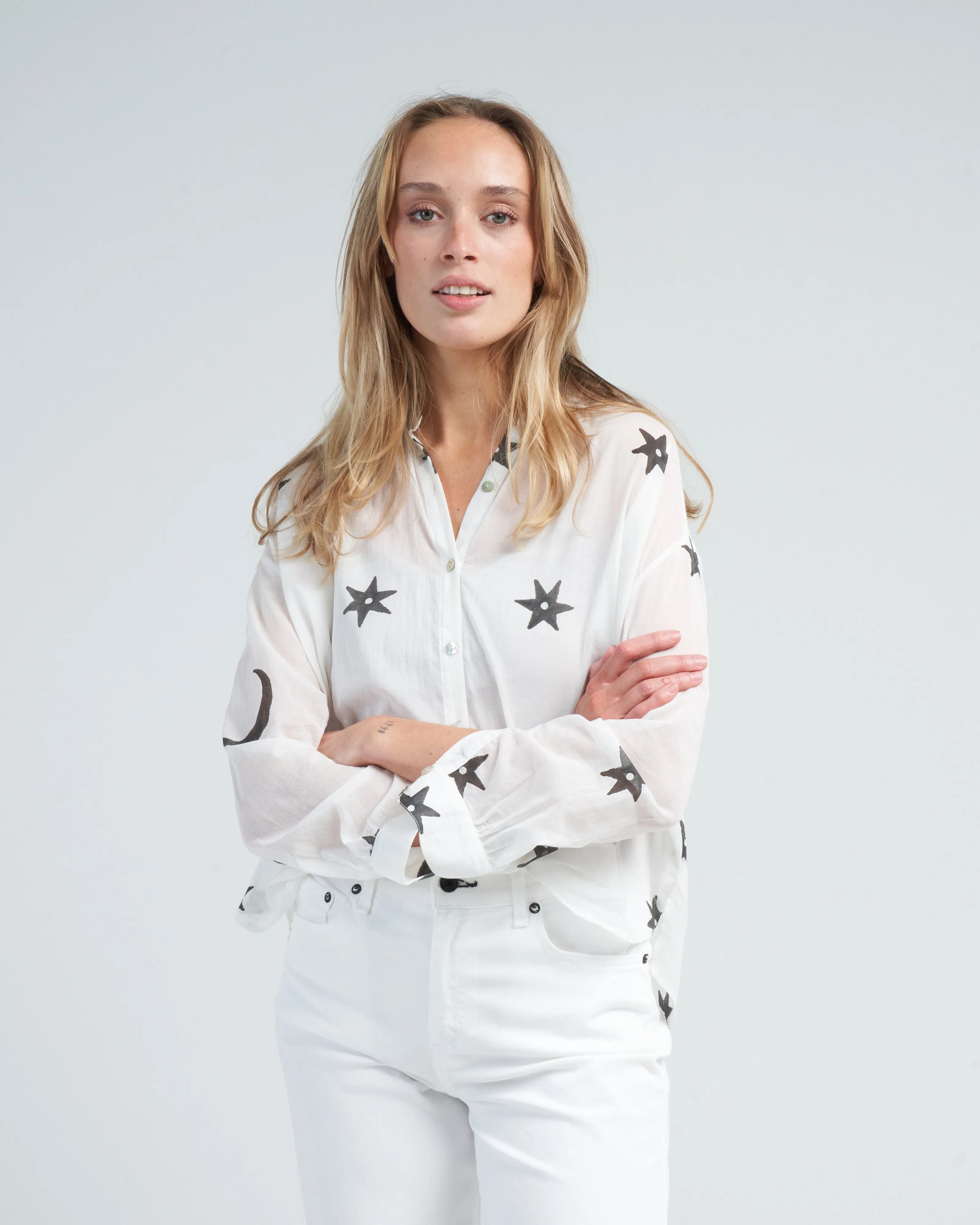 kiki stargazer shirt - white black star