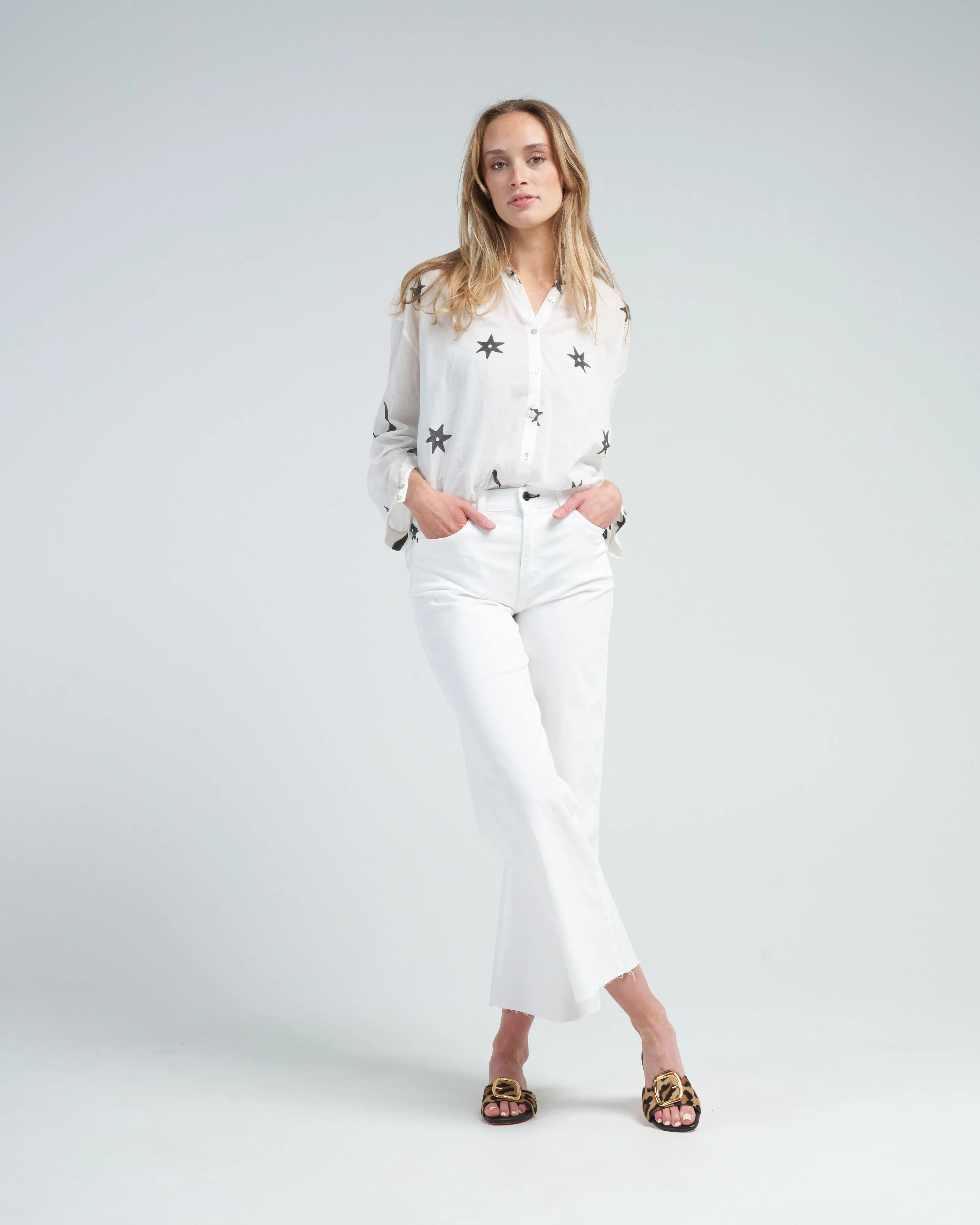 kiki stargazer shirt - white black star