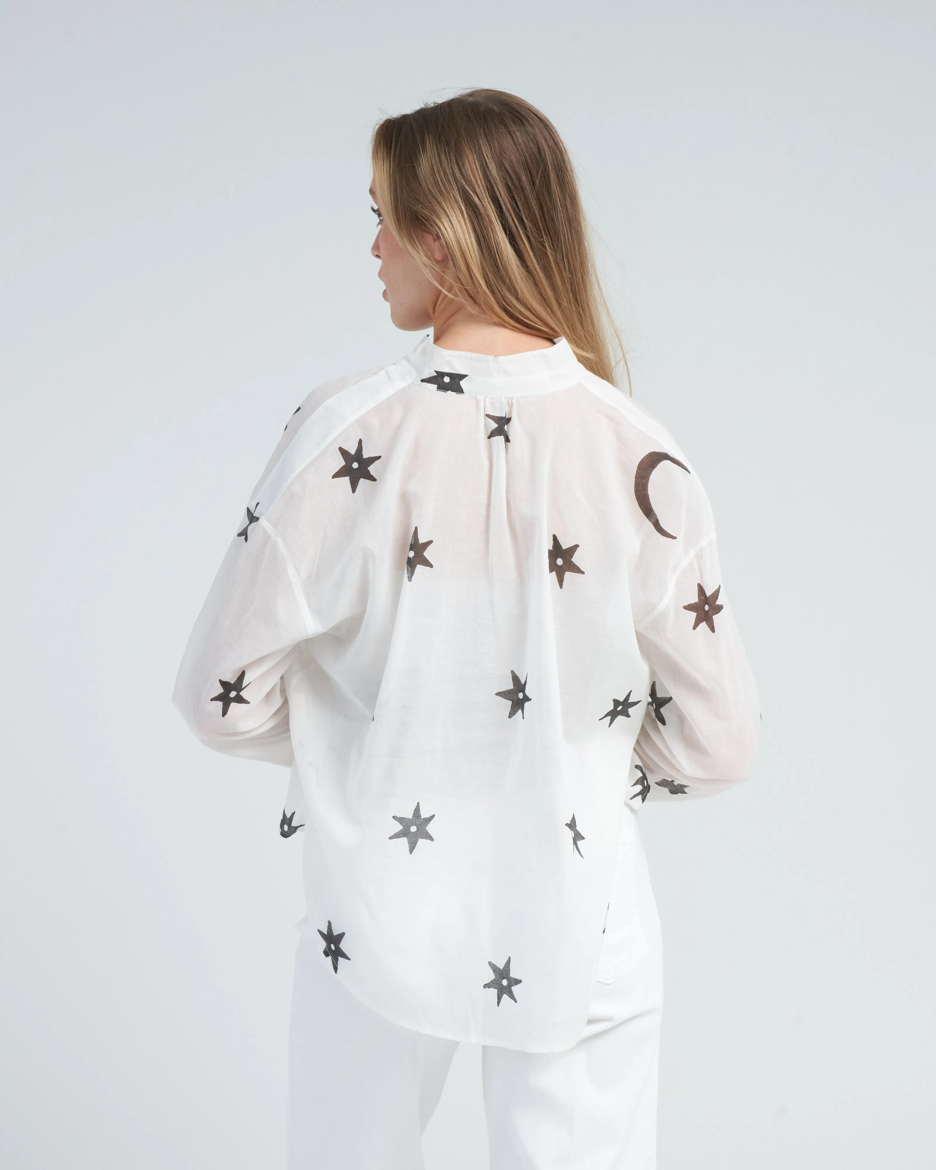 kiki stargazer shirt - white black star