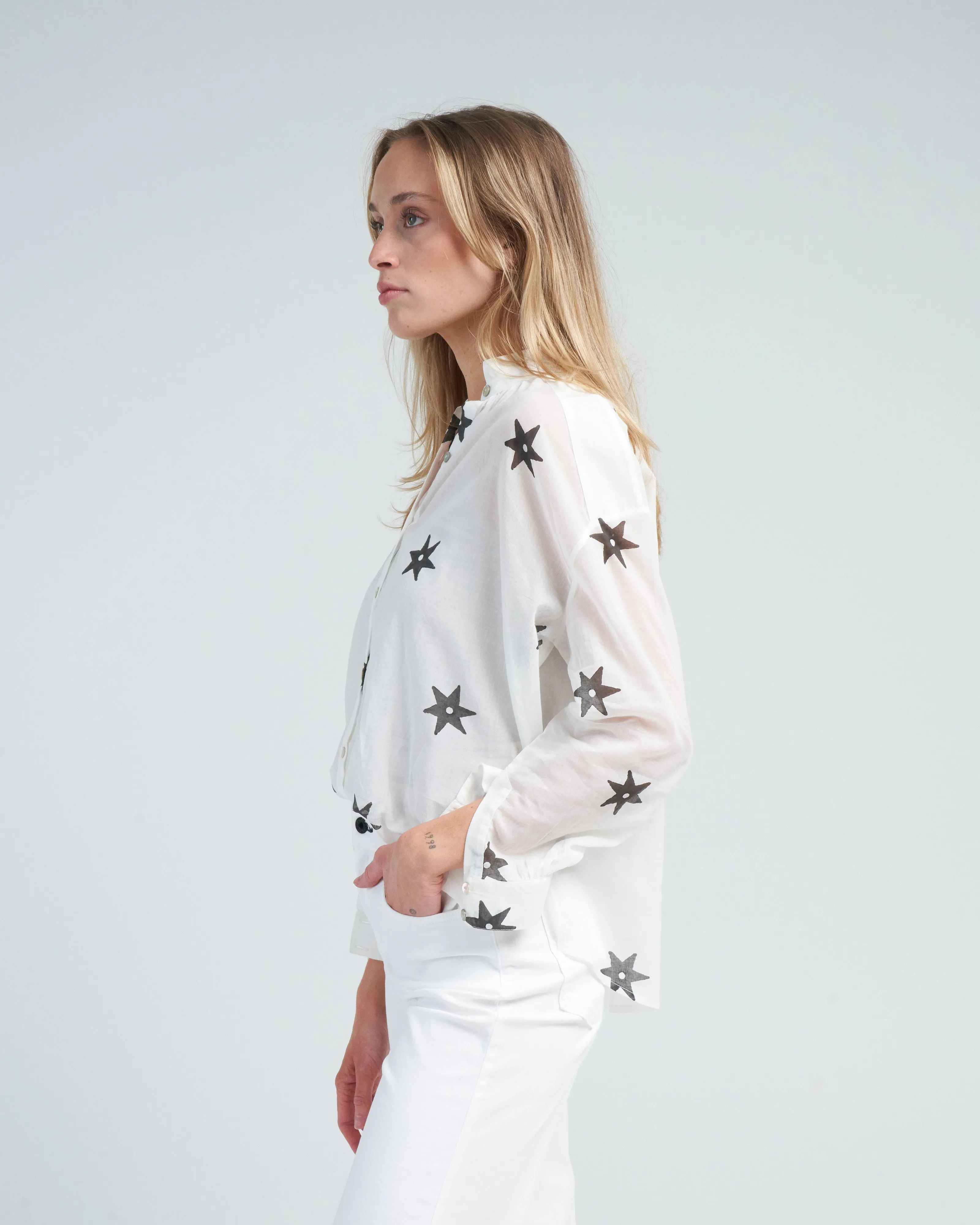 kiki stargazer shirt - white black star