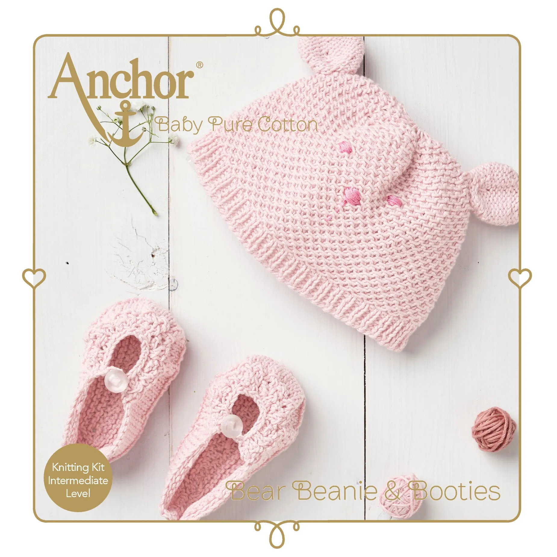 Knitting Kit Amigurumi Baby Hat & Shoes | Pure Cotton | Medium Skilled