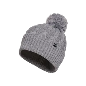 Kombi Grey Melange Braidy Merino Pom Pom Junior Hat