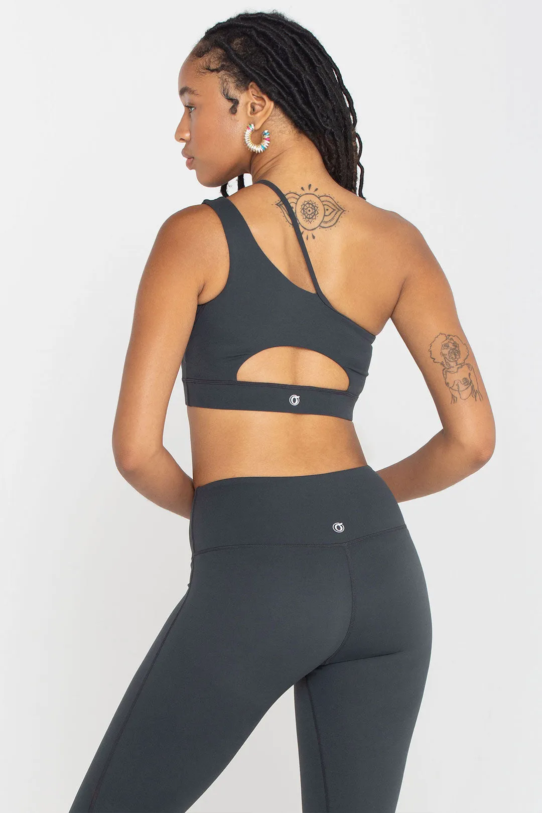 Light-Support One Shoulder Cut Out Hiking Yoga Bra