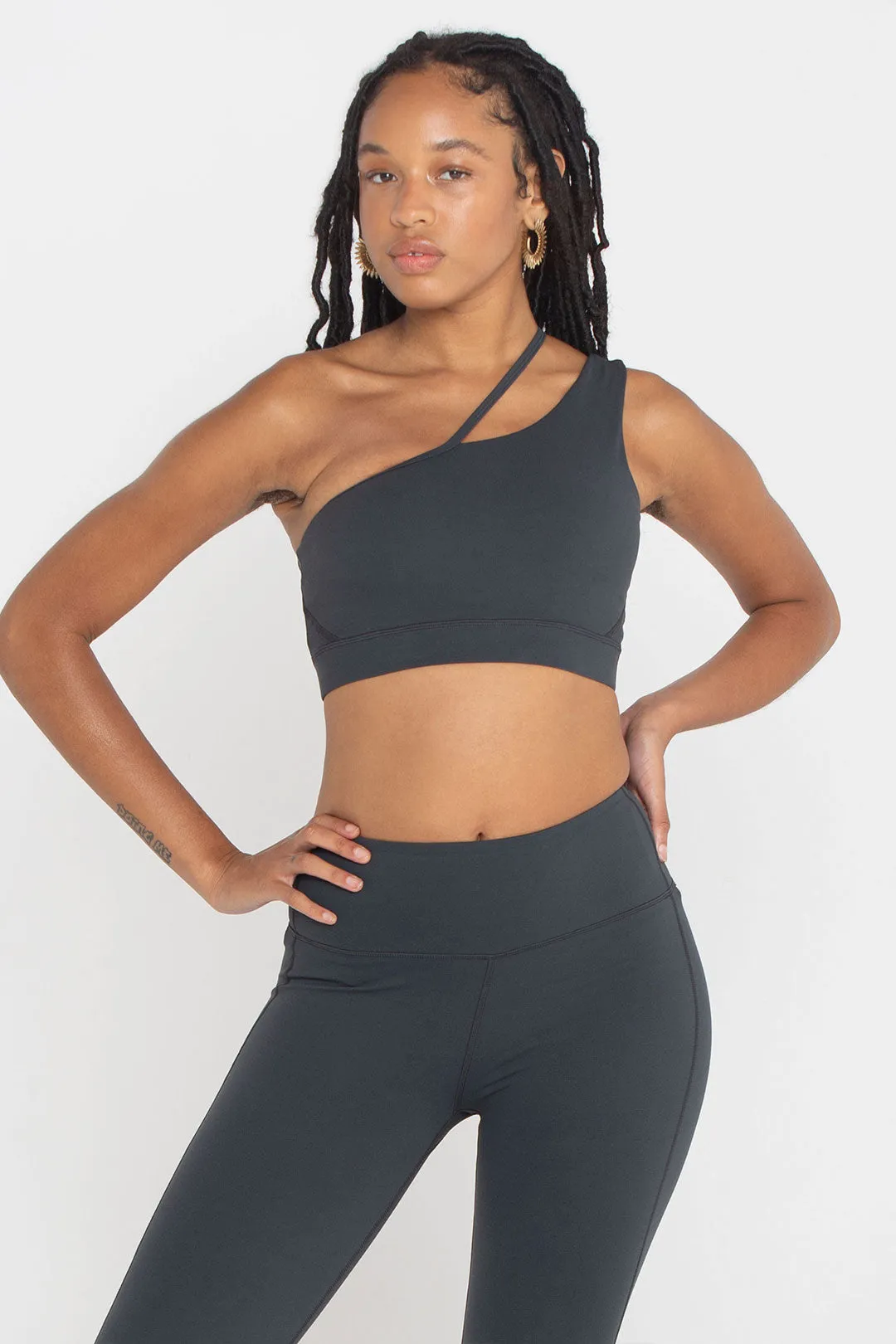 Light-Support One Shoulder Cut Out Hiking Yoga Bra