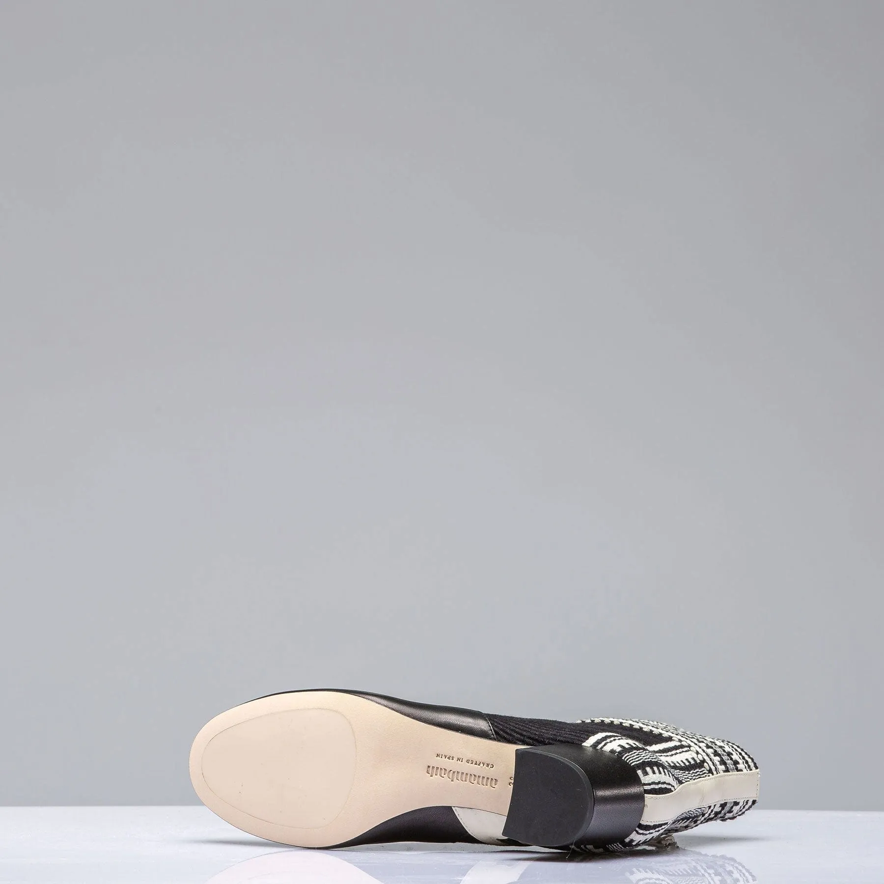 Lola Woven & Leather Boot In Black/Ivory