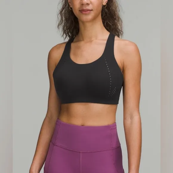 Lululemon AirSupport High Support Sports Bra in Black/Asphalt Grey, 32 D NWT