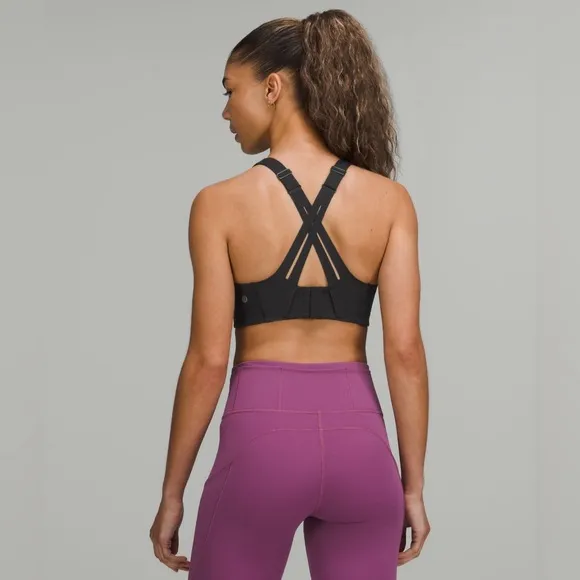 Lululemon AirSupport High Support Sports Bra in Black/Asphalt Grey, 32 D NWT