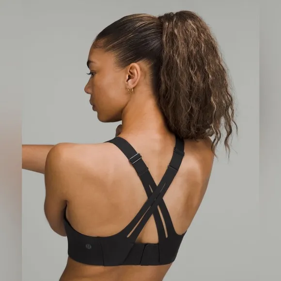 Lululemon AirSupport High Support Sports Bra in Black/Asphalt Grey, 32 D NWT