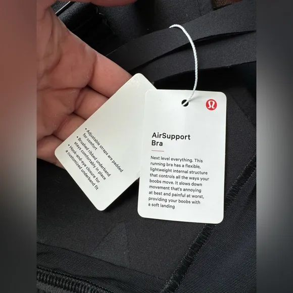 Lululemon AirSupport High Support Sports Bra in Black/Asphalt Grey, 32 D NWT