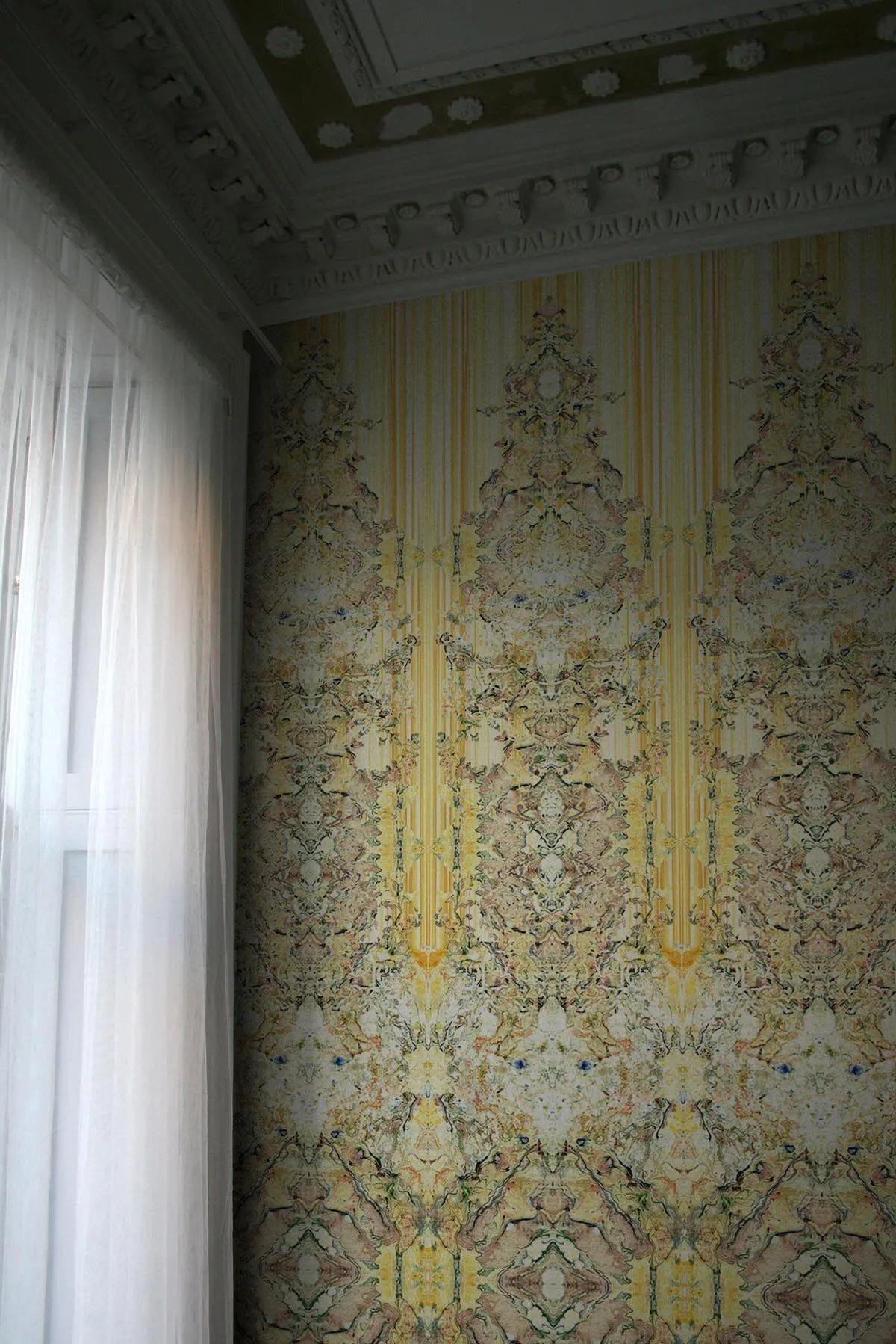 marble damask wallpaper panel