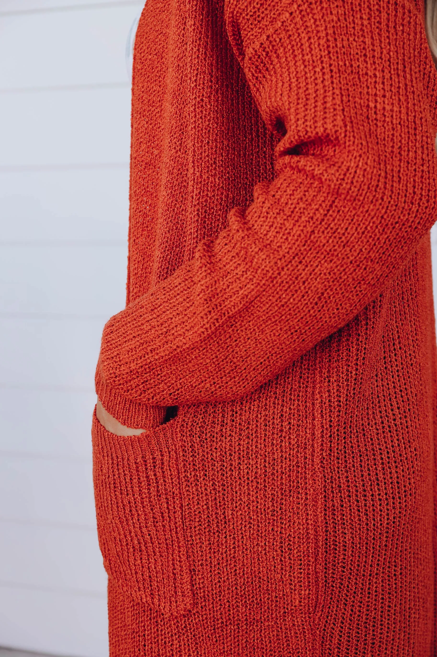 Maria Knit Open Front Cardigan - Rust