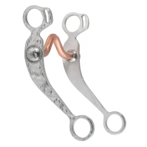 Medium Port Grazing Bit with Engraved Aluminum Shanks and Copper Mouth