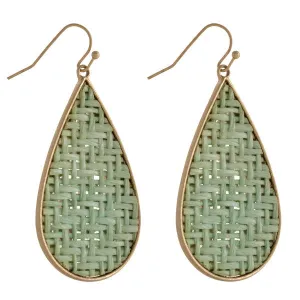 Mint paper raffia Teardrop Earrings
