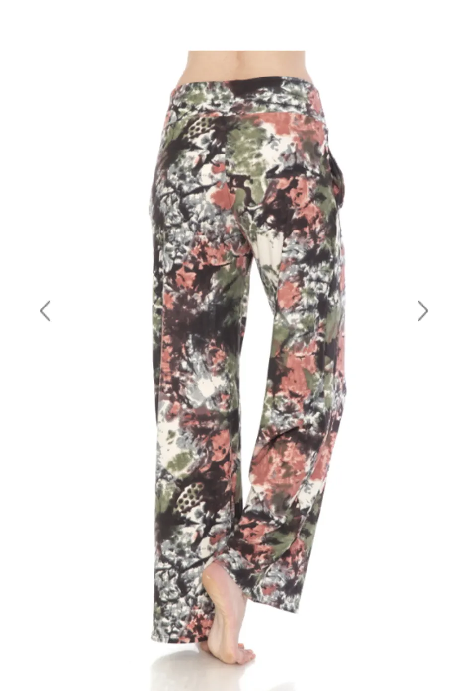 Multi Color Coral Pink & Green Tie Dye Lounge Pant