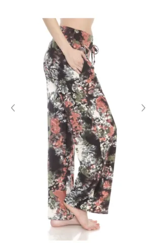 Multi Color Coral Pink & Green Tie Dye Lounge Pant