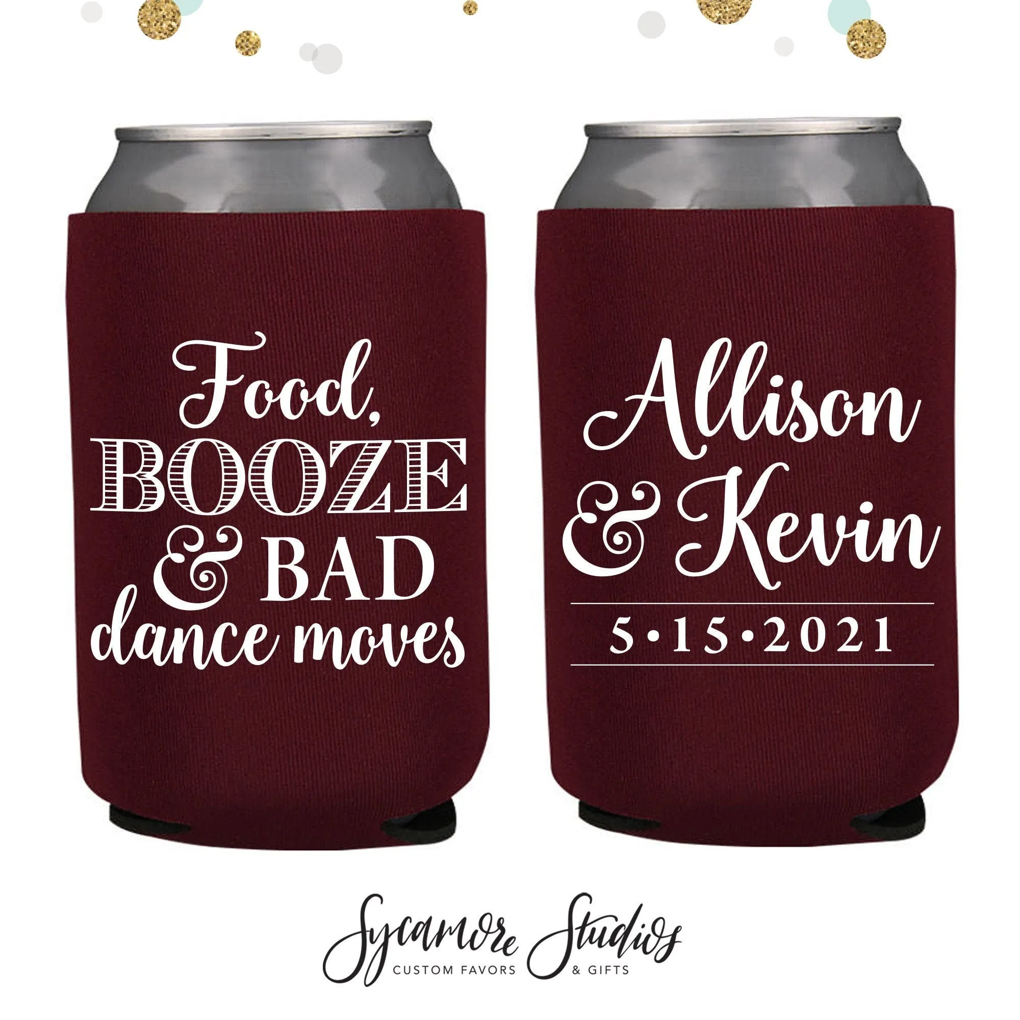 Neoprene Wedding Can Cooler #148 - Food, Booze & Bad Dance Moves