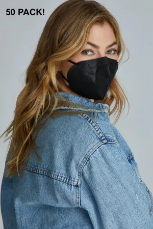 New Black KN95 Face Masks (Pack of 50) 5 layers of non-woven fabric
