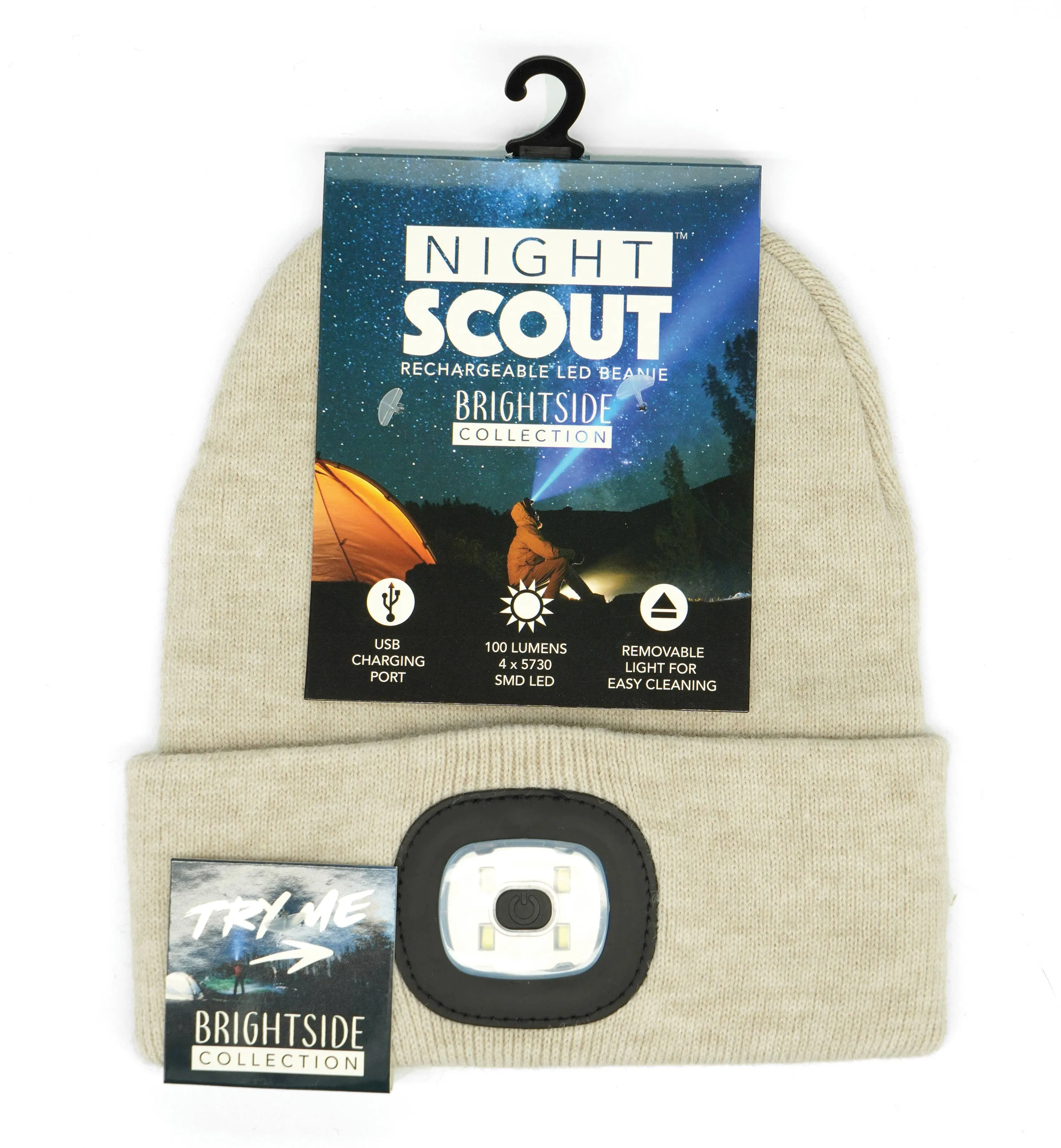 Night Scope Brightside Rechargeable LED Beanie || Oat