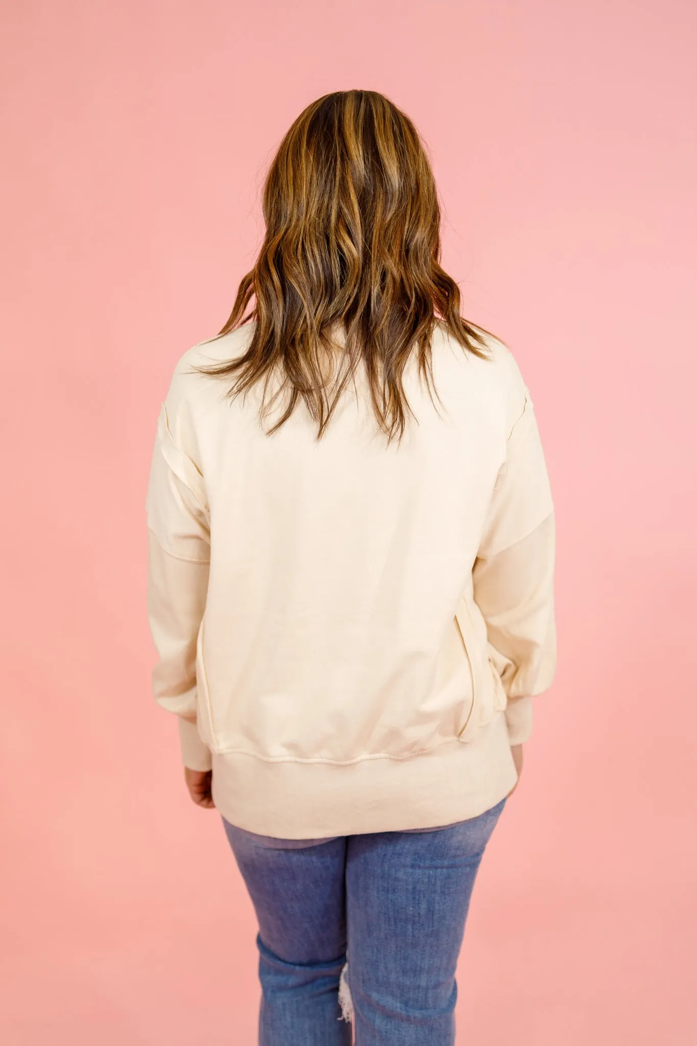 Oversized Side Slit Sweatshirt, SAND