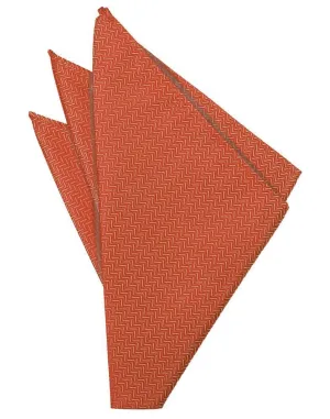 Persimmon Herringbone Pocket Square